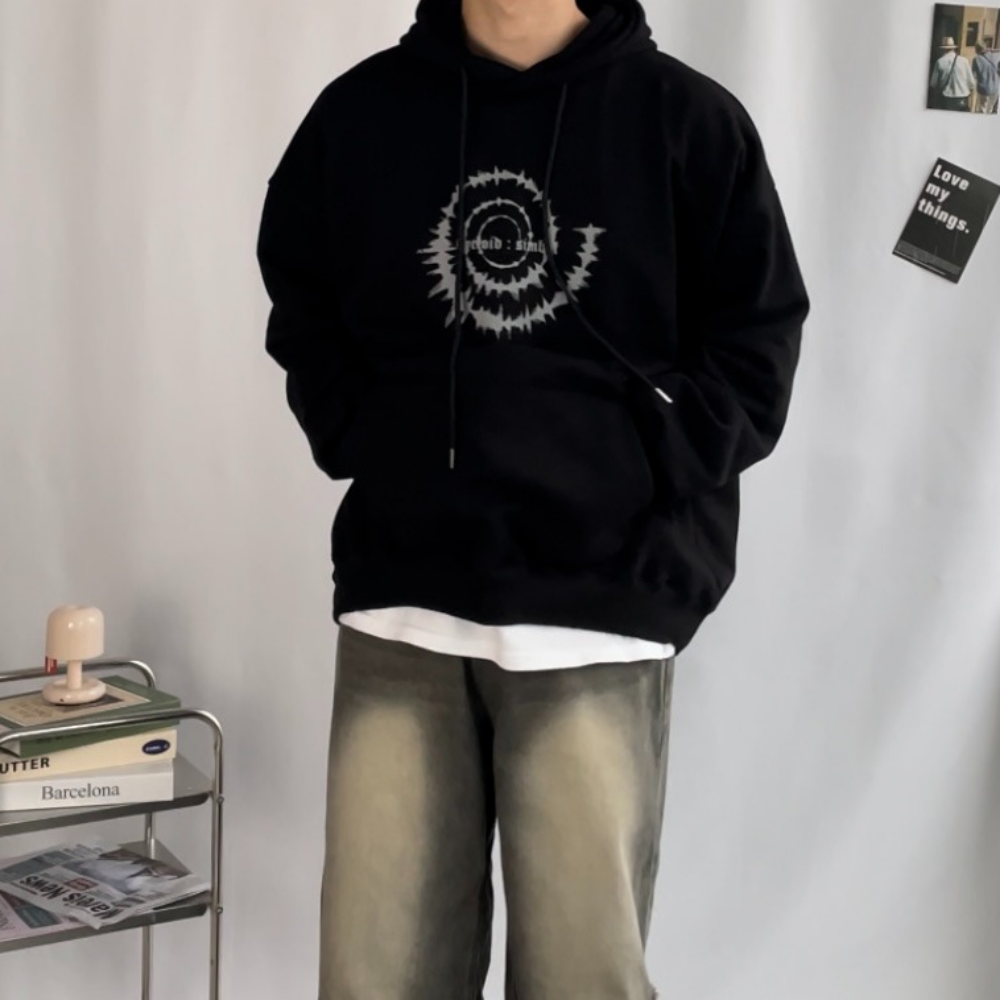 버건디후드티 커플 헬스 후드티 남자 오버핏 이미지 8