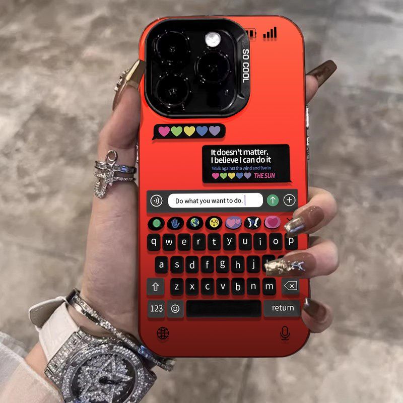 아이폰케이스 레트로 감성 젤리 케이스 채팅 키보드 장식 블랙A iphone 17 Pro Max - 상세 이미지 2