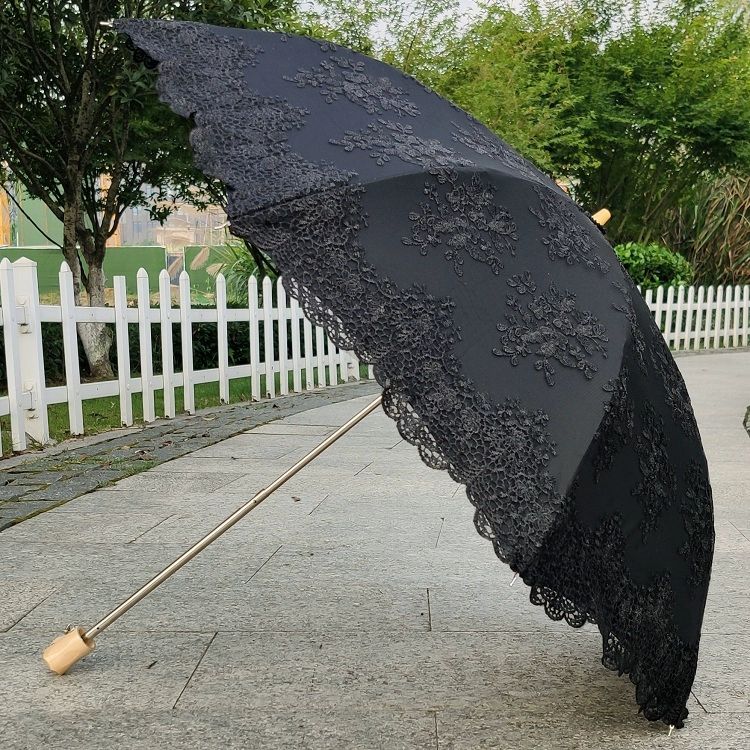 레이스 암막 양산 클래식 휴대용 자외선 차단 블랙 - 상세 이미지 3