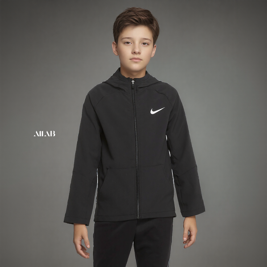 [국내매장판] 나이키 키즈 바람막이 간절기 어린이 아동 초등학생 후드 후디 재킷 우븐 자켓(블랙), S