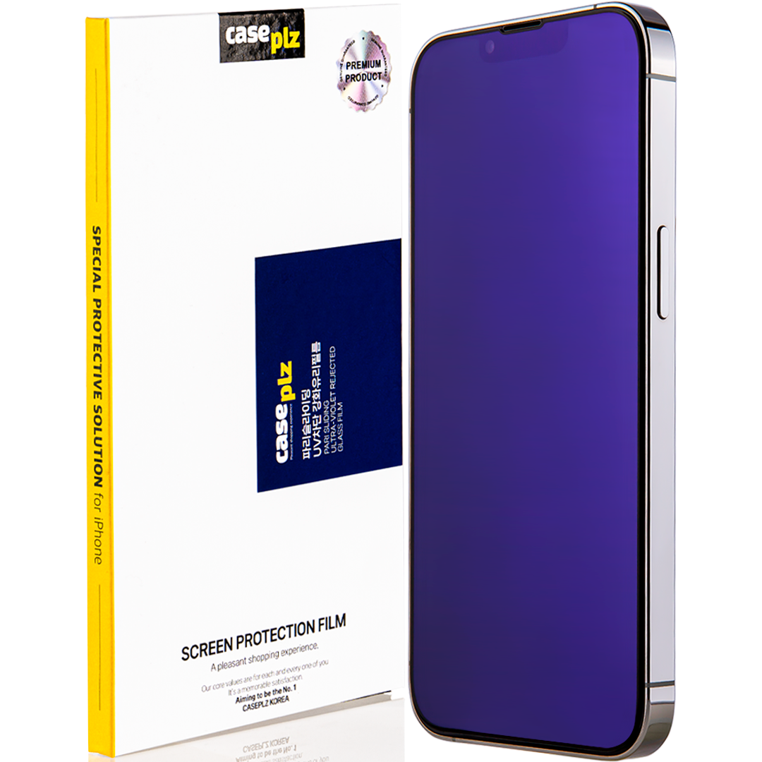 파리슬라이딩 시력보호강화유리 액정필름 풀커버UV차단 블루라이트필름 아이폰13 미니, 1매입