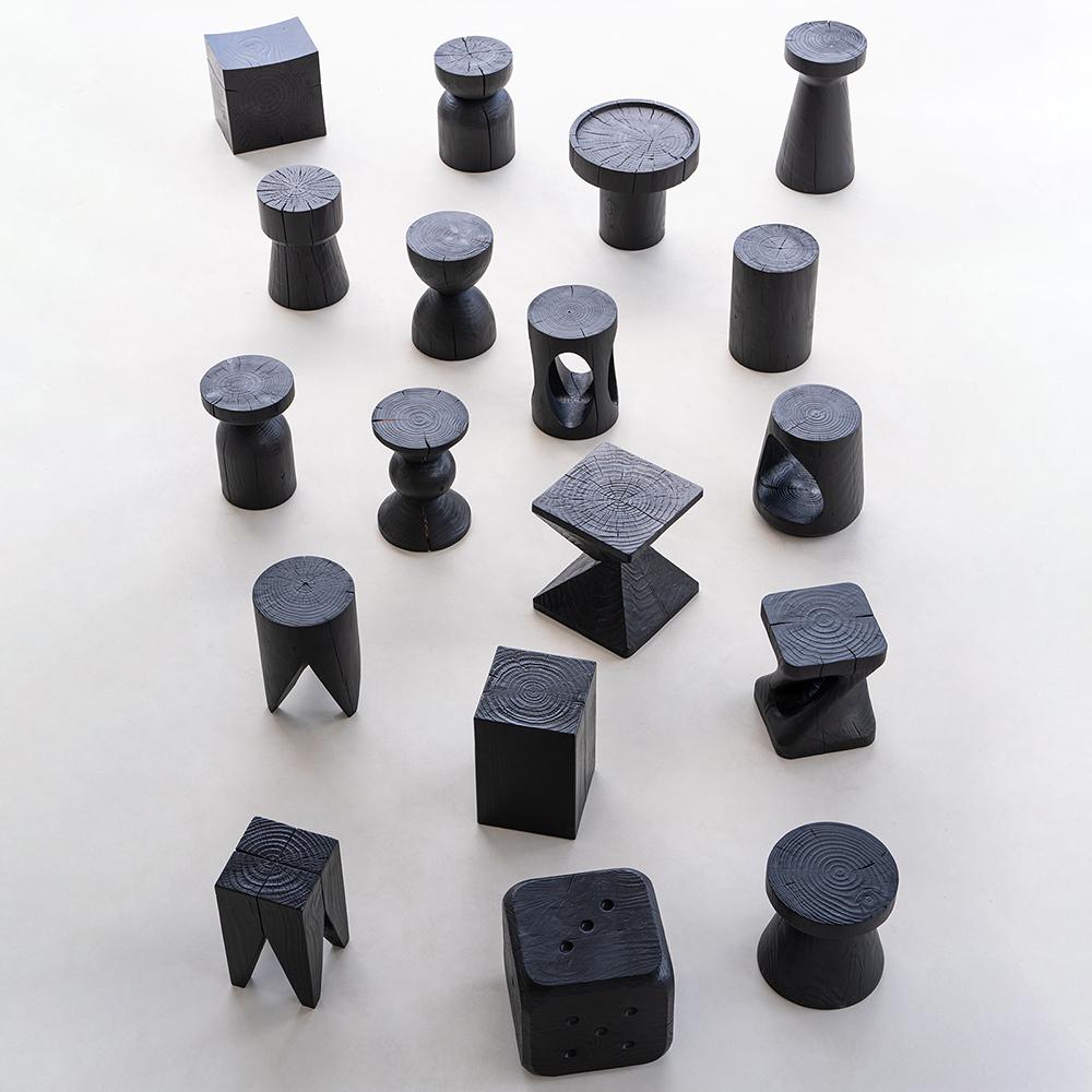 블랙 원목 스툴 전시 받침대 인테리어 오브제 매장 진열대 스타일 R 50x50x45 - 상세 이미지 3