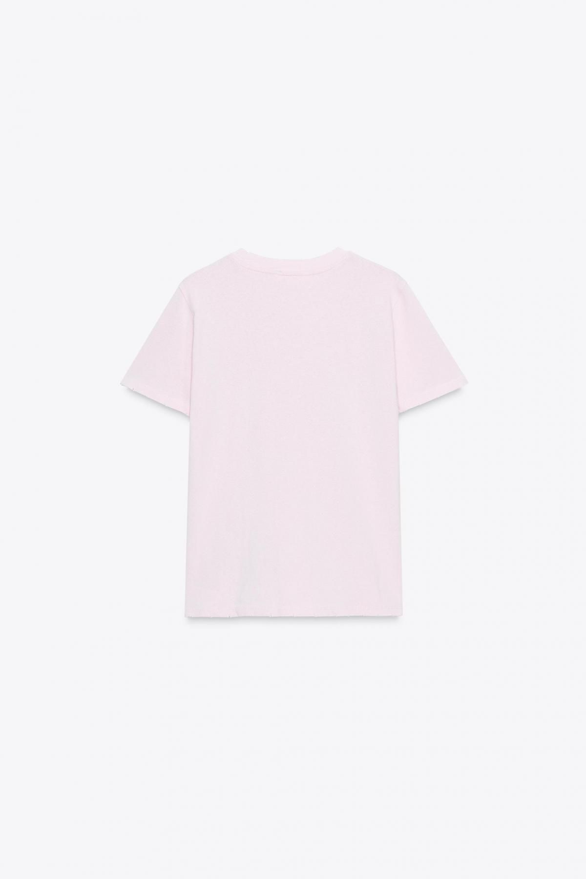 자라 프린트 라운드넥 코튼 반팔 티셔츠 5643/805 PASTEL PINK - 상세 이미지 5