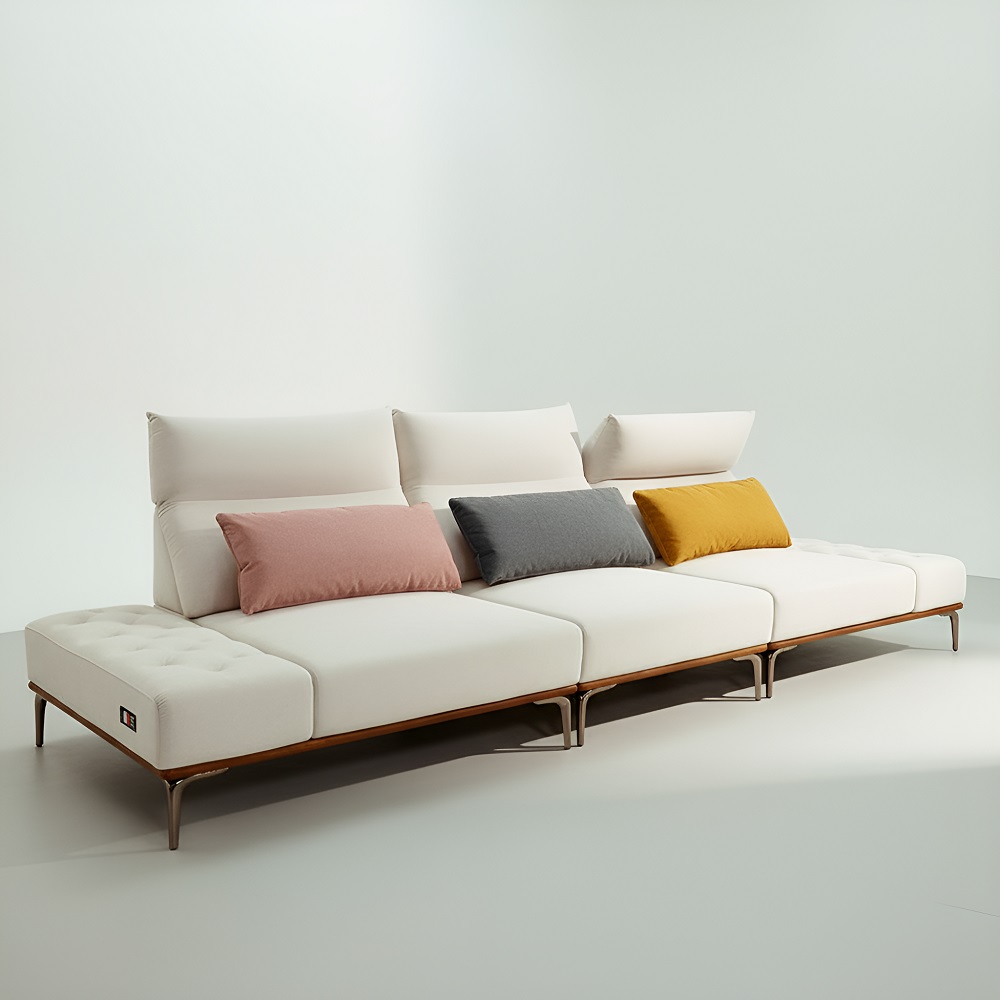 스코나 론데일 애쉬원목 조야 아쿠아텍스 패브릭 소파 스툴미포함, 아이보리, 4인용