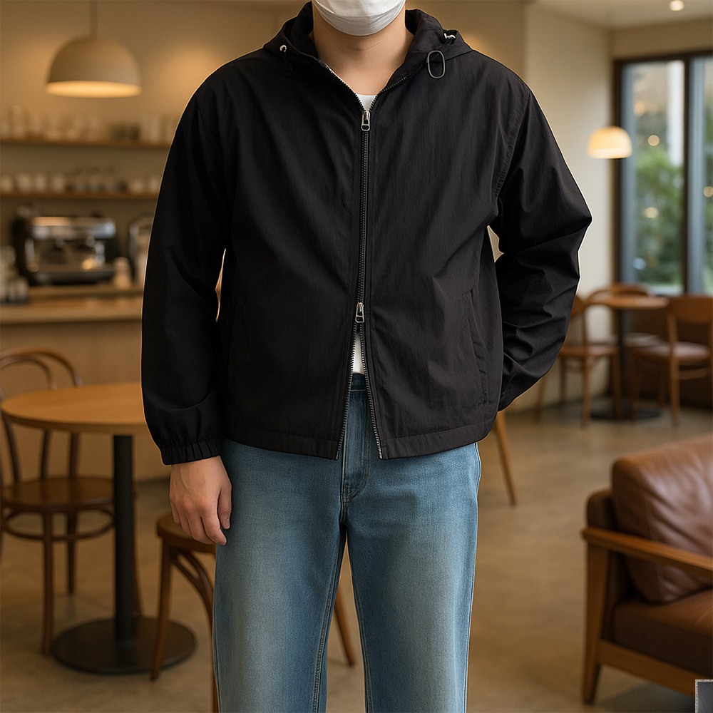 1+1 러닝바람막이 웜업자켓 고프코어룩 얇은바람막이 - 상세 이미지 5
