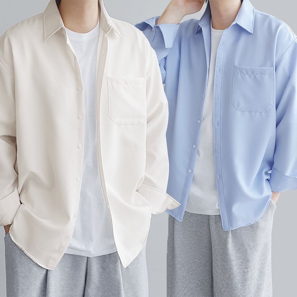 남자 오버핏 셔츠 구김없는 봄 가을 남방 빅사이즈 포켓 셔츠 13color