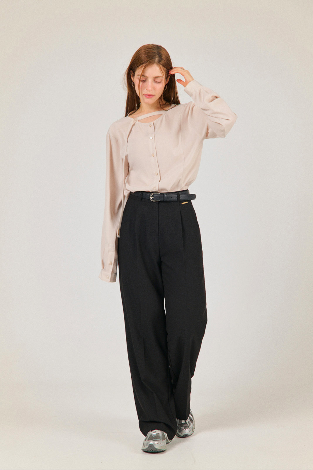 [자체제작] 플래터 릴렉스드 펜던트 와이드 슬랙스 팬츠 ( BLACK, 3SIZE) - 상세 이미지 4