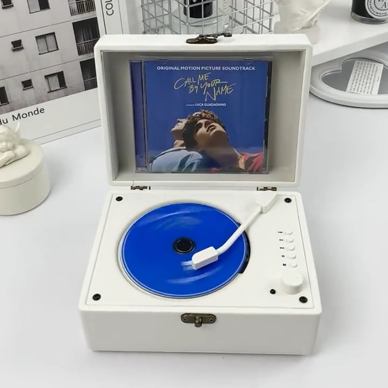 CD플레이어 턴테이블 시디플레이어 블루투스 CDP 활력판 화이트 충전형 블루투스 포함 - 상세 이미지 5