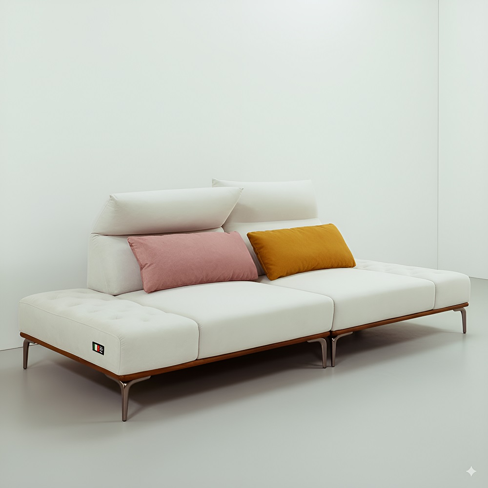 스코나 론데일 애쉬원목 조야 아쿠아텍스 패브릭 소파 스툴미포함, 아이보리, 3인용