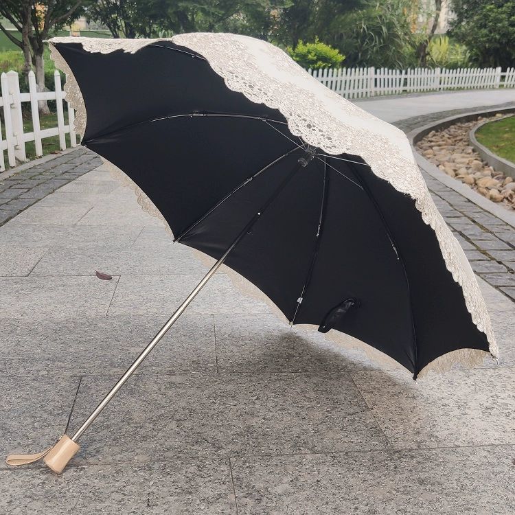 레이스 암막 양산 클래식 휴대용 자외선 차단 블랙 - 상세 이미지 5