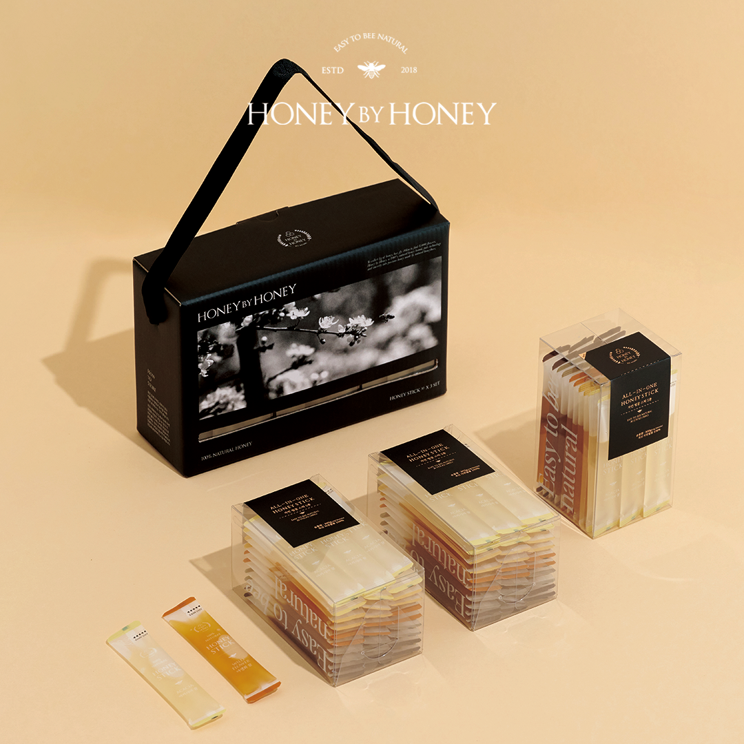 허니바이허니 자연 벌꿀 스틱 90포입 국산 아카시아 선물 세트