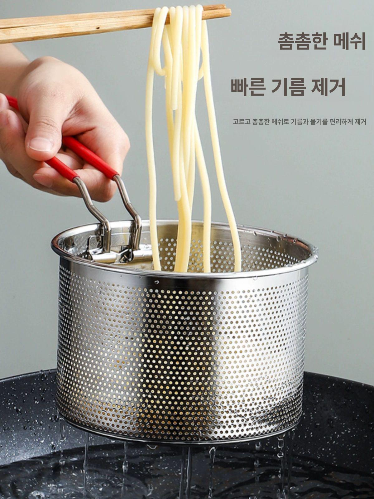 파스타 냄비 오뎅 프라이팬 채망 면삶는 프라이어 주방용 가정용 튀김용 멀티팟 집게 양수 12cm 분리형 - 상세 이미지 3