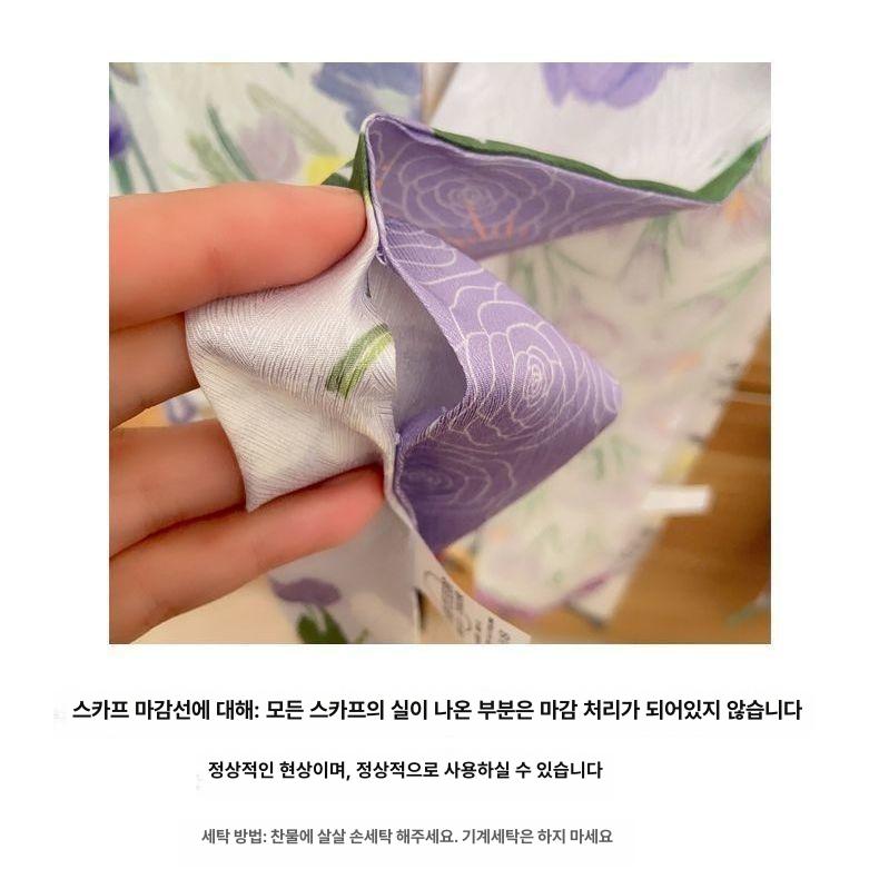 고급 단색 실크 스카프 단정한코디 포인트 화이트 - 상세 이미지 5