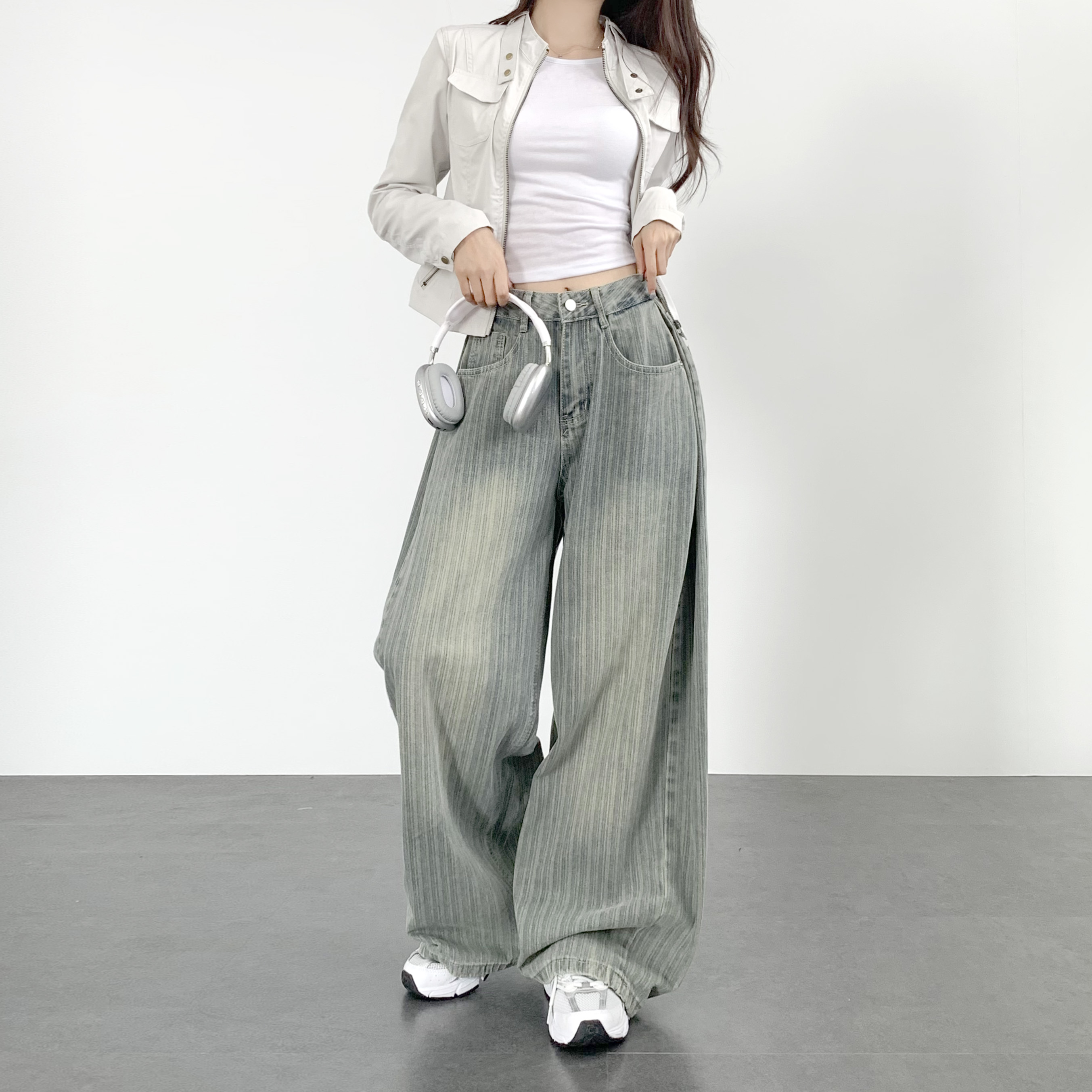 여성 가을 바람막이 크롭자켓 노카라자켓 - 상세 이미지 2