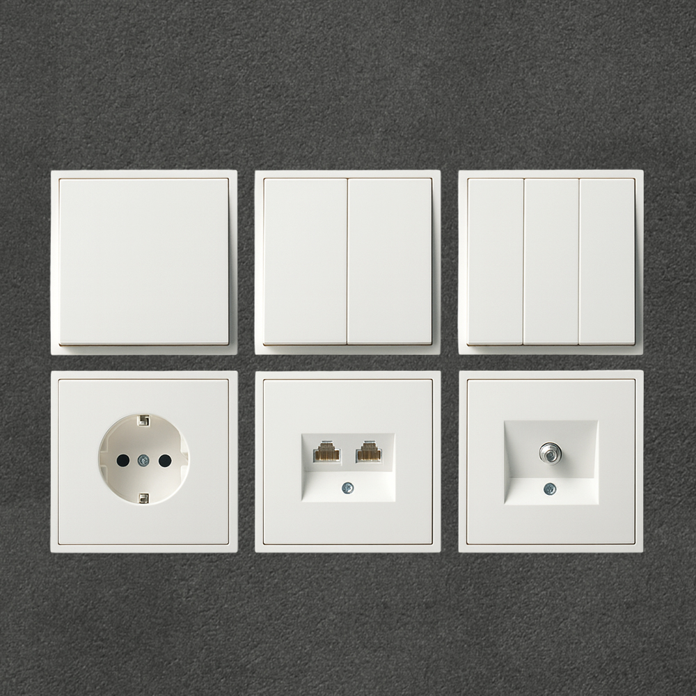 클릭 콘센트 2구 매트화이트 스위치 전기 CLICK 일렉트릭 인테리어 유럽형 정사각