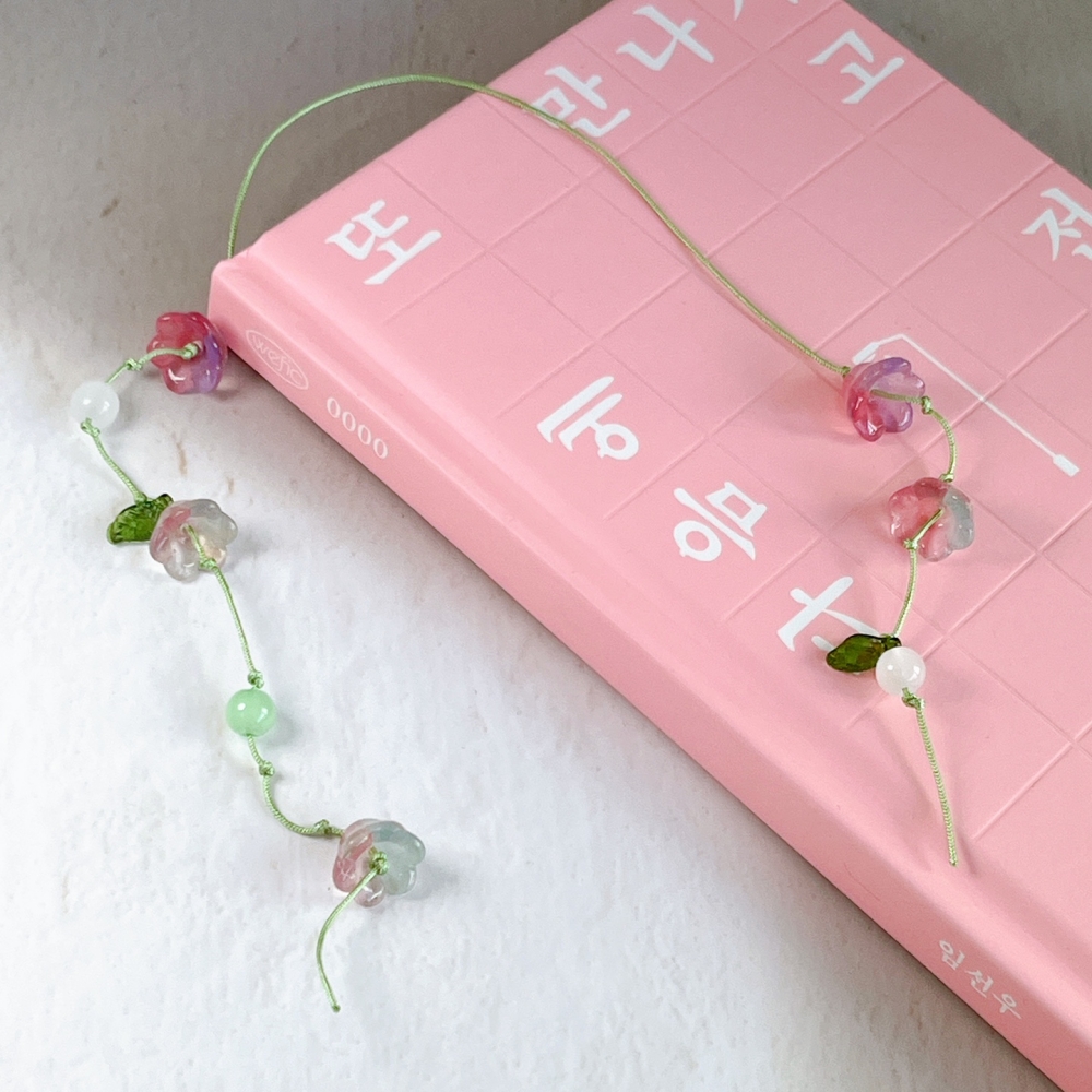 30컬러 랜덤 은방울꽃 끈갈피 끈 꽃 비즈 책갈피 만들기 DIY 키트 세트 북마크 북클립 - 상품 이미지