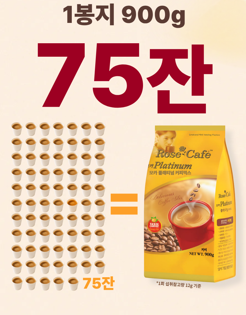 [12시이전당일출고]대용량 커피믹스 자판기용 로즈카페 모카 플래티늄 900g, 6개 - 상세 이미지 4