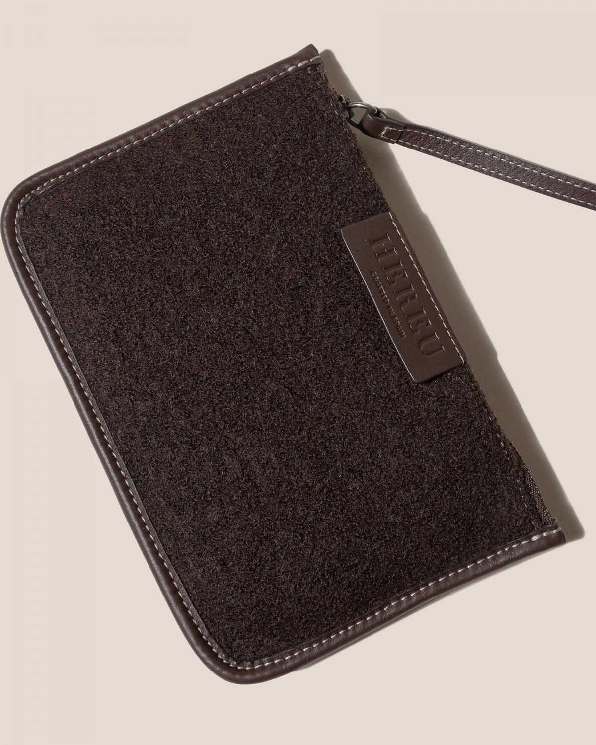 헤레우 칼렐라 울 가죽 트리밍 토트백 14879691440460 DARK BROWN - 상세 이미지 5