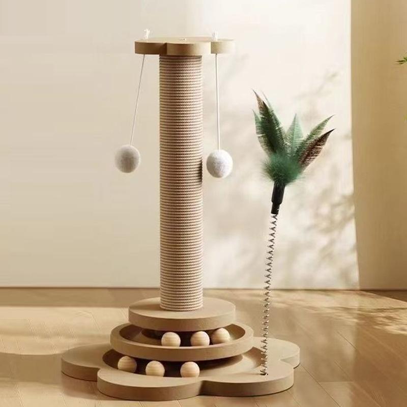 솔비에 냥오름 장난감 스크래처 캣 기둥 선인장 타워 밀도판 원형 회전판 26x26x50cm 옵션 - 상품 이미지