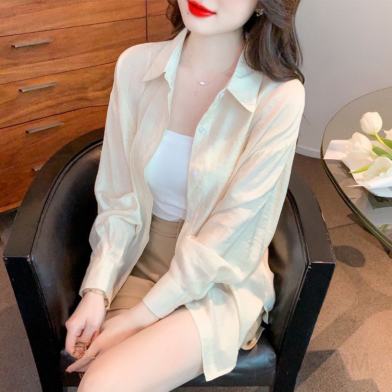 여성 오버핏 긴팔 셔츠 가을용 캐주얼 아우터 얇은 에어컨 가디건 스타일 데일리 코튼 소재 시원한 착용감 - 상세 이미지 3