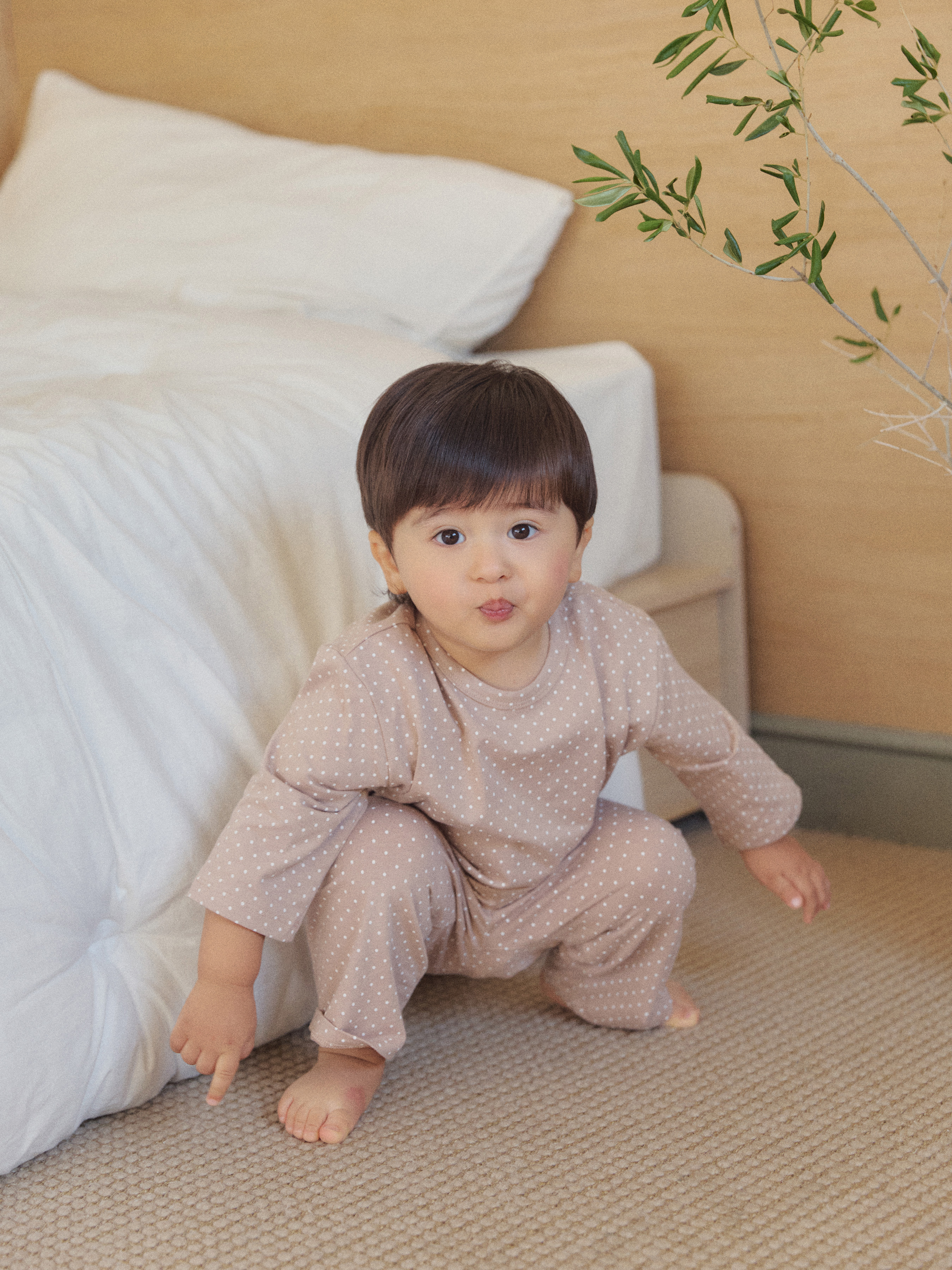 5+1 라운드 도트50 릴랙스 실내복 아기 유아 봄 가을 겨울 신생아 내복 북유럽풍 - 상세 이미지 5