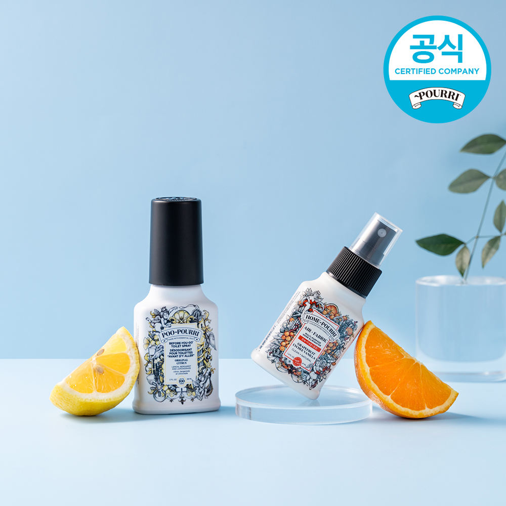 [리본쇼핑백 증정][악취차단세트] 푸푸리 토일렛퍼퓸 59ml+홈푸리 에어케어 탈취제 41ml 집안 냄새 제거