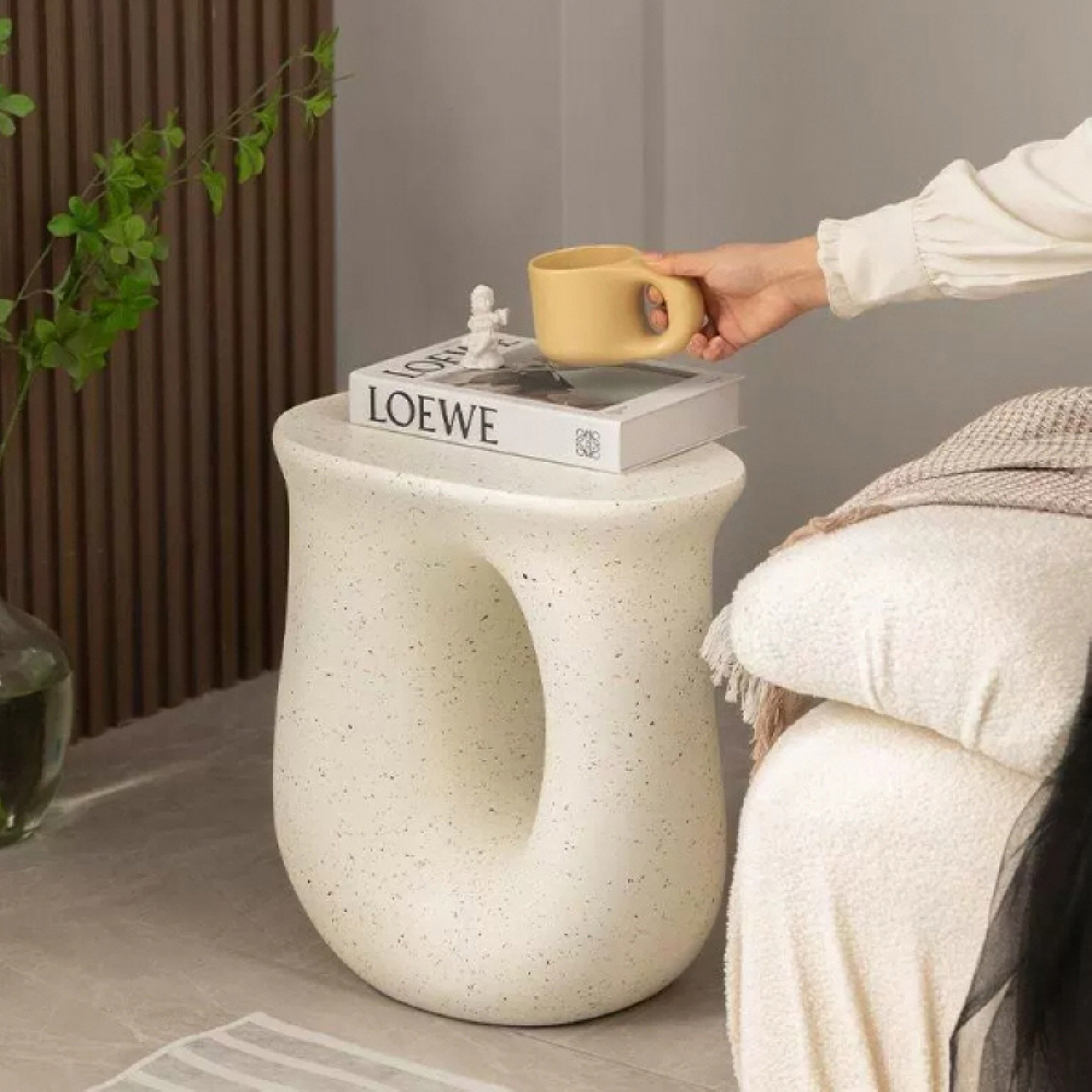 거실의 품격 원형 사이드테이블 미니 거실 쇼파 침대옆 테이블 크림아이보리