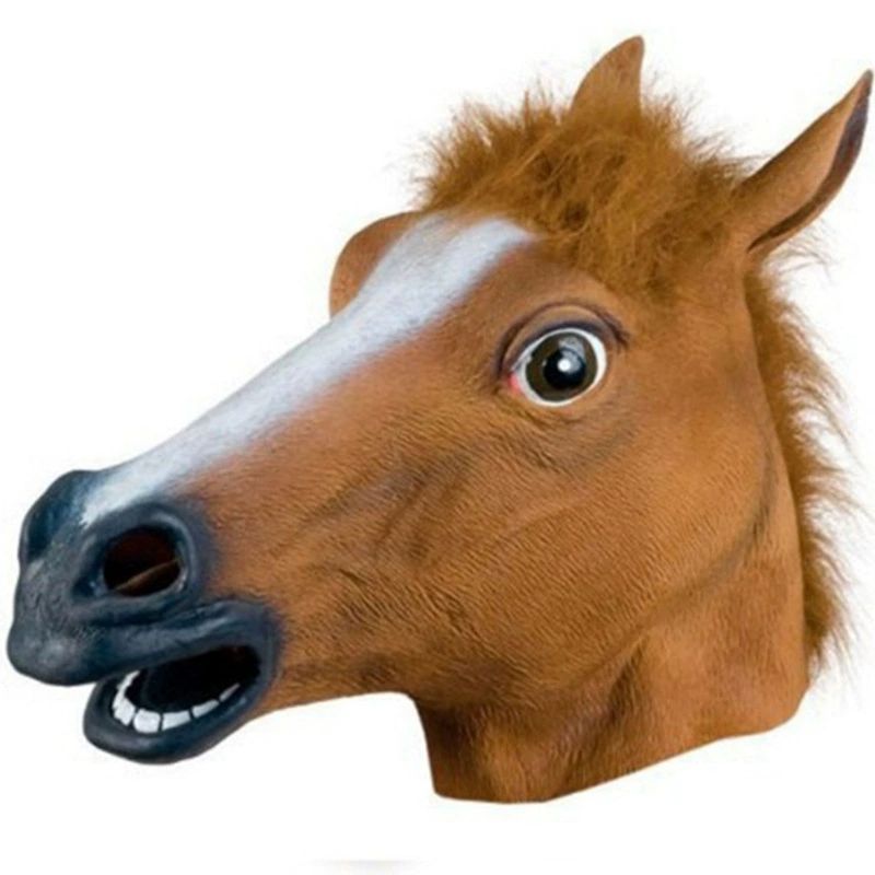 말머리 가면 말대가리 복면 행사 공연 머리 웃긴 얼굴가면 생일파티 파티가면 브라운 호스 페이스 - 상품 이미지