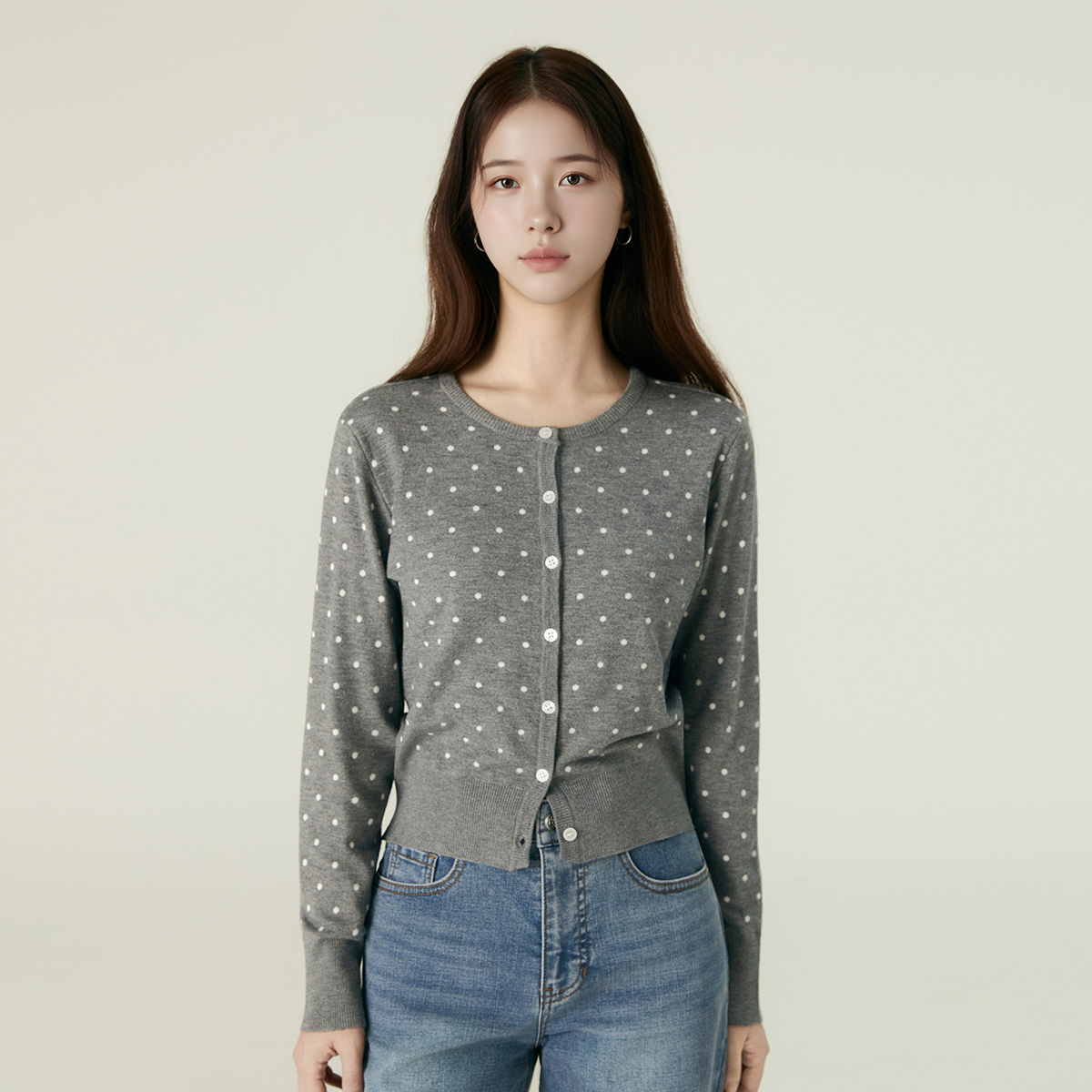 [N판배자배송] 로엠 도트 가디건 RMCKF49R12