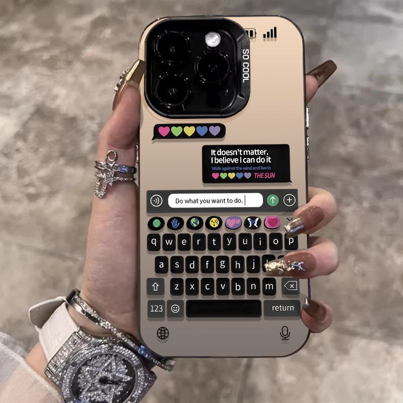 아이폰케이스 레트로 감성 젤리 케이스 채팅 키보드 장식 블랙A iphone 17 Pro Max - 메인 이미지