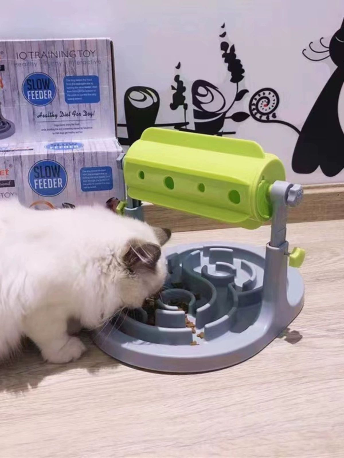 고양이 먹이 퍼즐 슬로우 고양이 애견 푸드 자동식기 옐로우 반려동물 짧은 다리 - 상세 이미지 4
