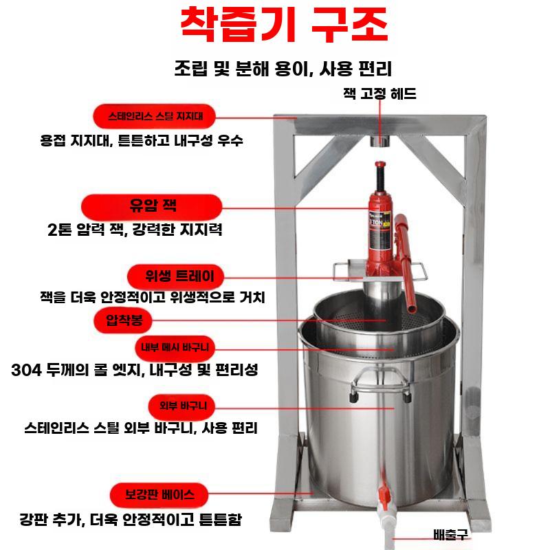수동 스테인레스 산업용 착즙기 압착기 와인제조 술찌꺼기 분리기 - 상세 이미지 4