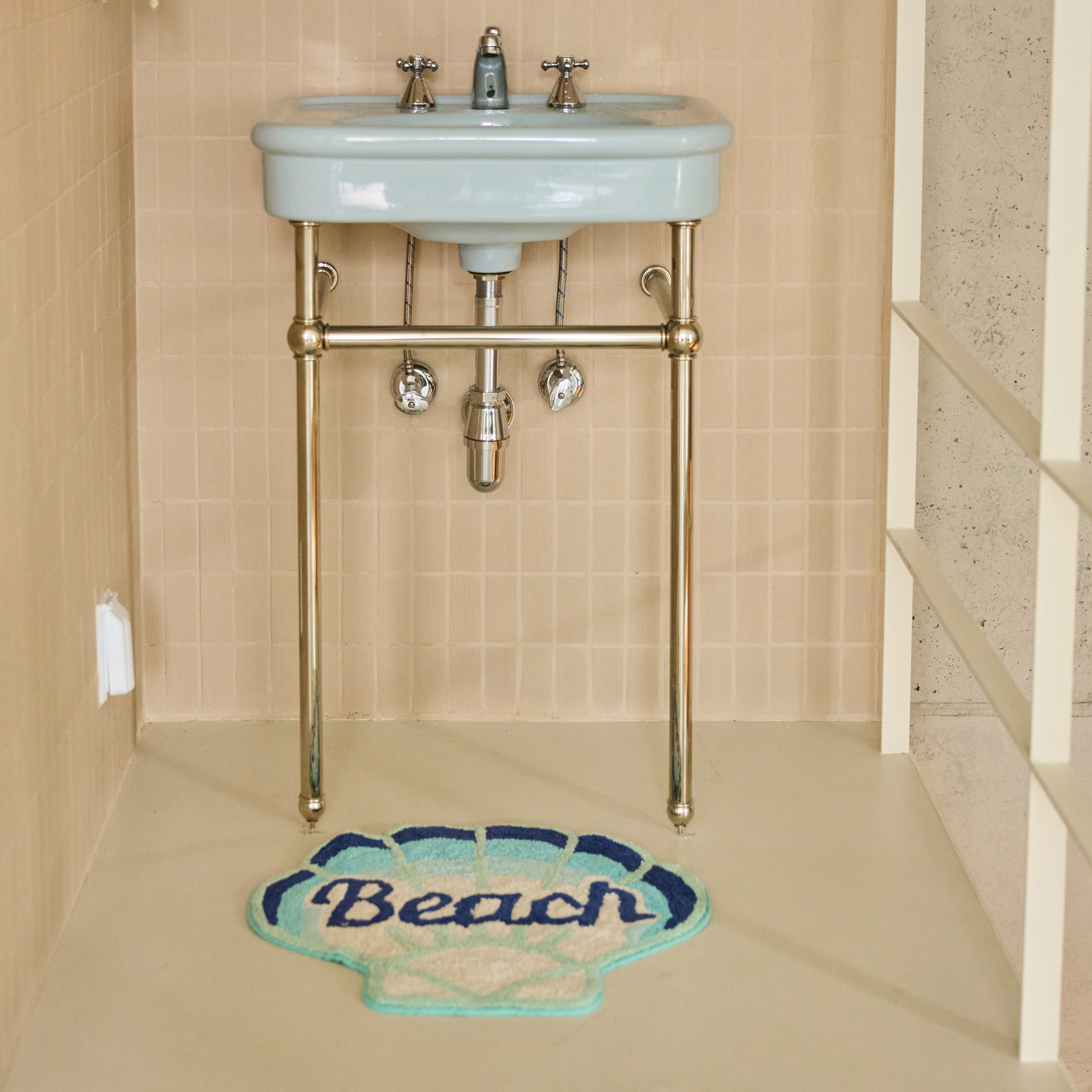 러블리 비치 민트 쉘 순면 욕실 발매트