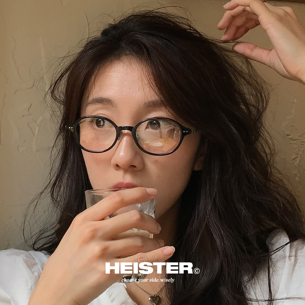 하이스터 델비 Delvey BSV 블랙 뿔테 티타늄 콤비 가벼운 코받침 오벌 안경테 - 상세 이미지 2