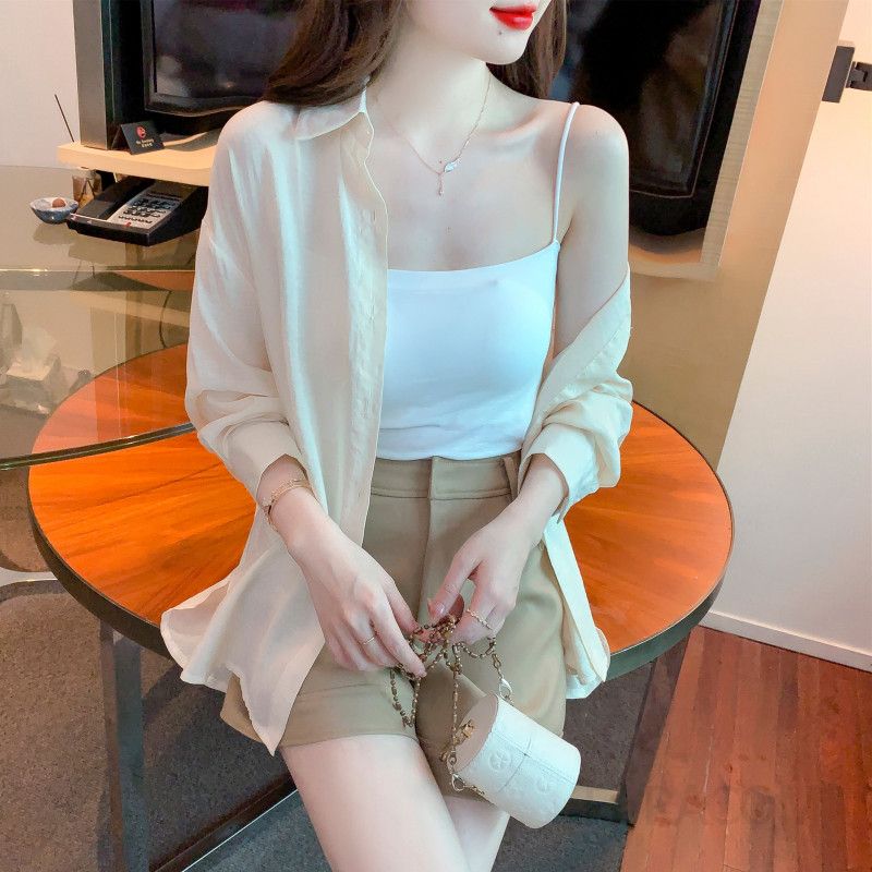 여성 오버핏 긴팔 셔츠 가을용 캐주얼 아우터 얇은 에어컨 가디건 스타일 데일리 코튼 소재 시원한 착용감 - 상세 이미지 5