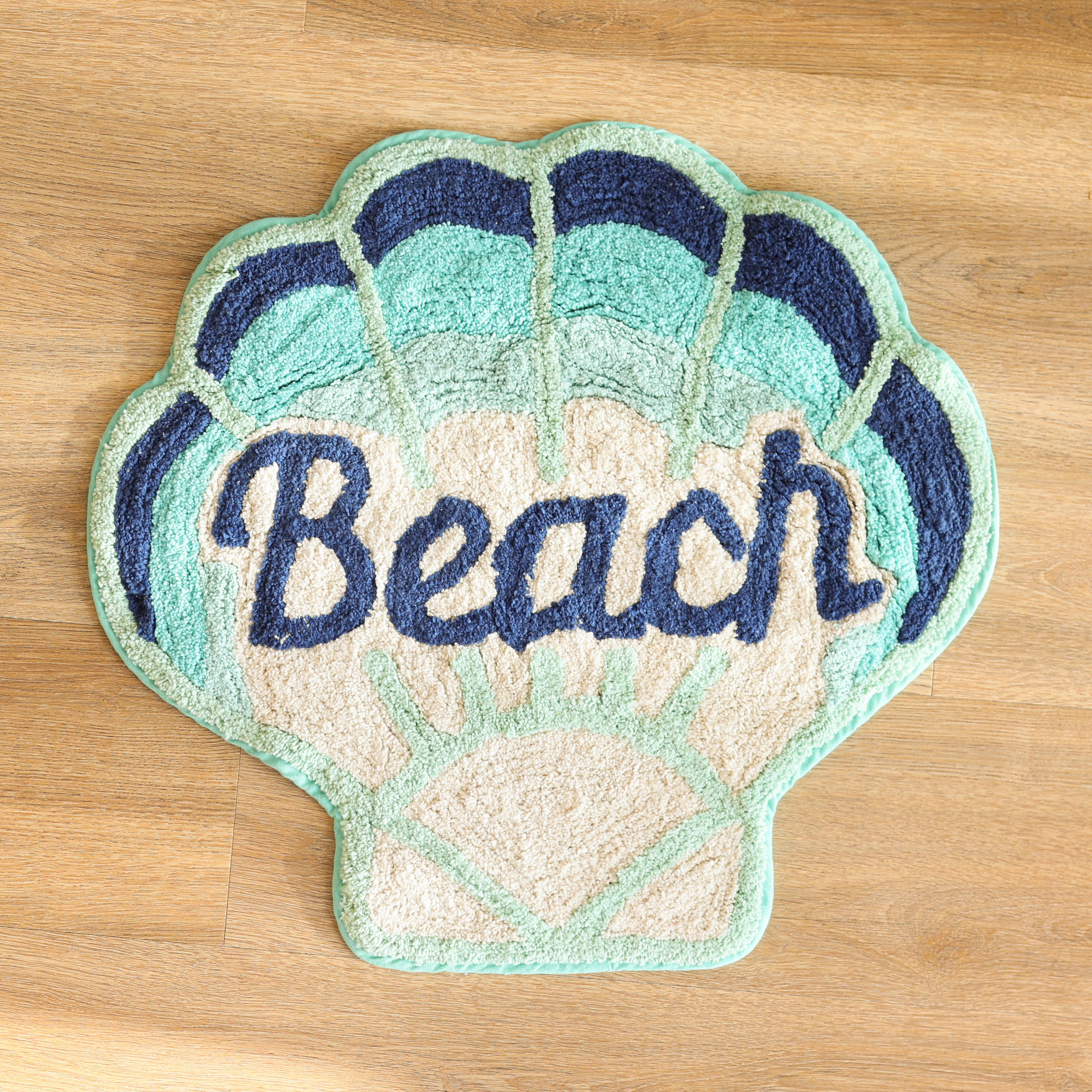 러블리 비치 민트 쉘 순면 욕실 발매트