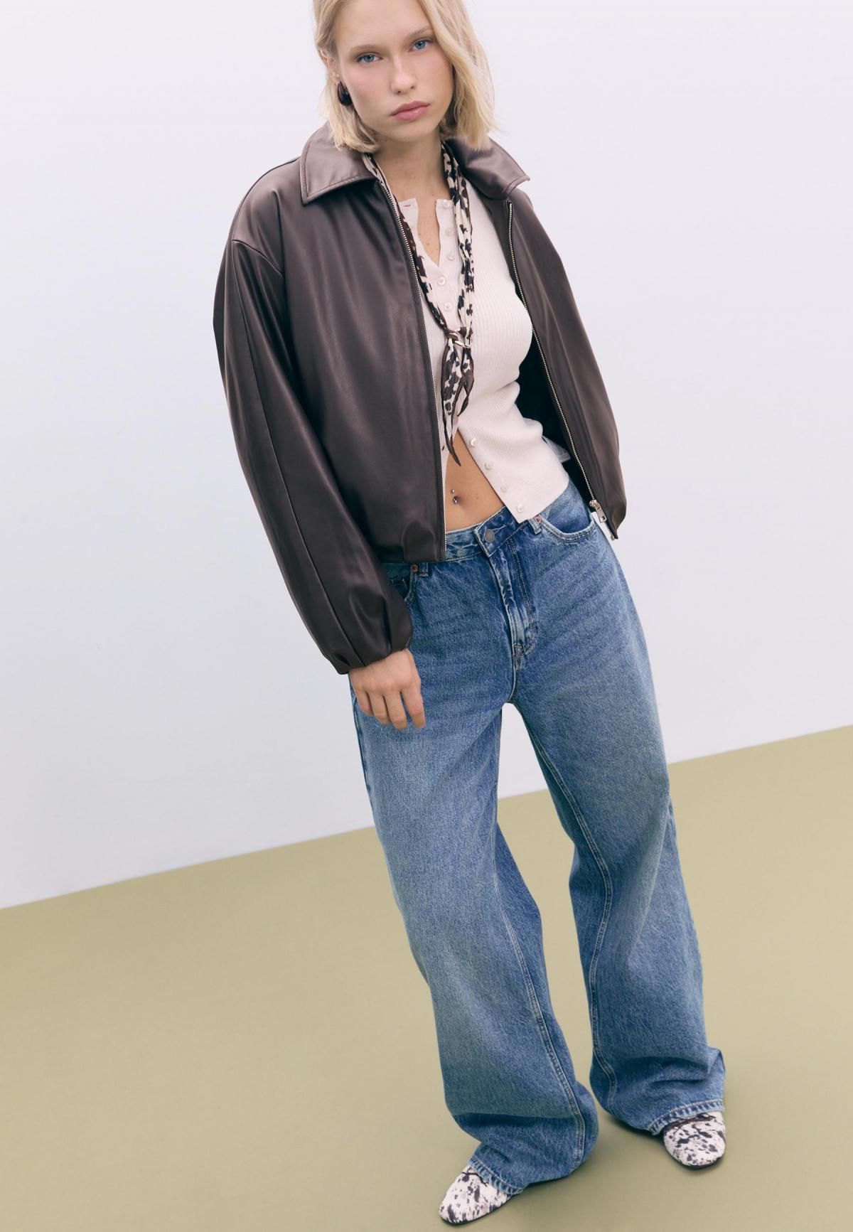 스트라디바리우스 테크니컬 퀼팅 페이크레더 봄버 자켓 5625/478 BROWN - 상세 이미지 4