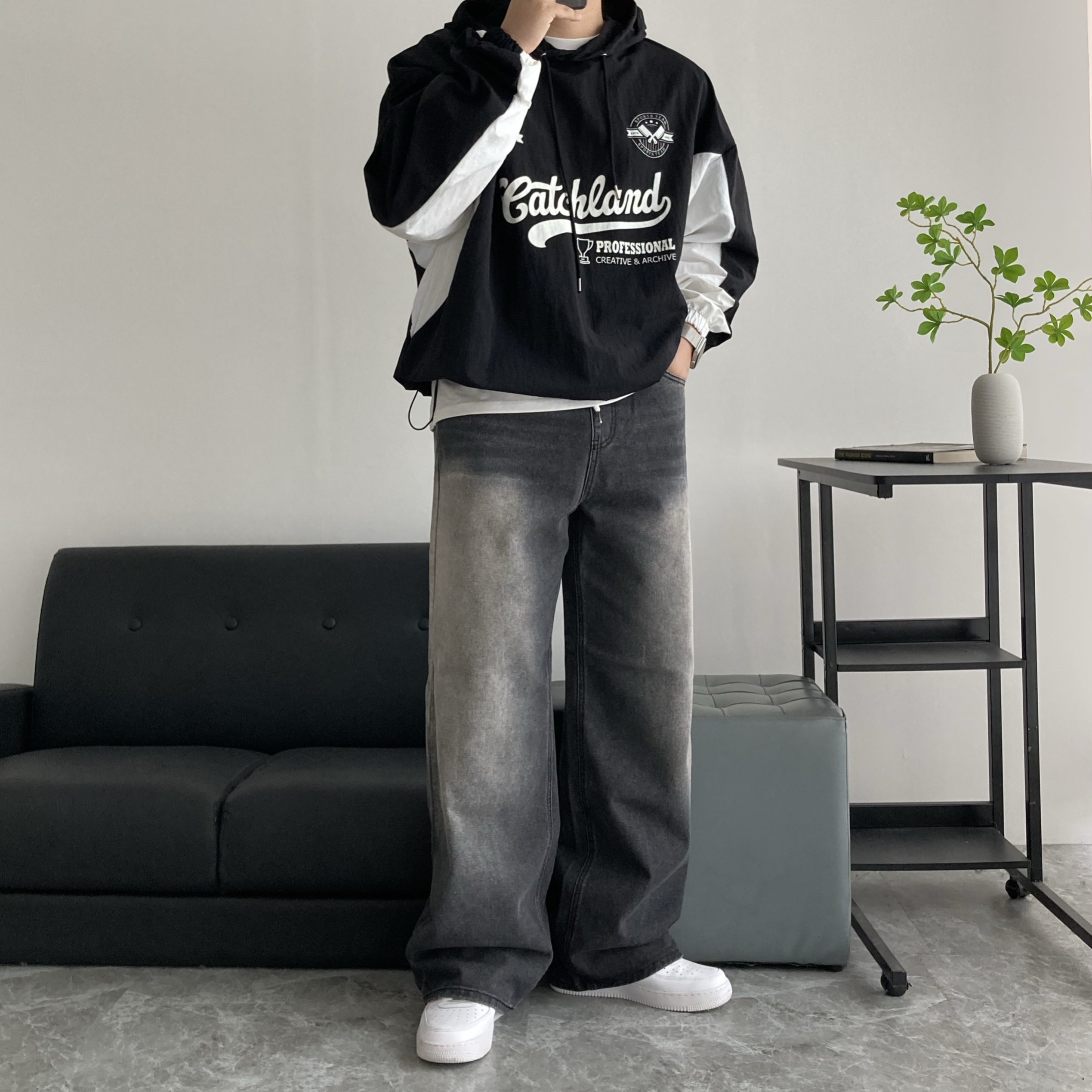 남자 바람막이후드티 퍼펙트 나일론 스트링 Y2K - 상세 이미지 2