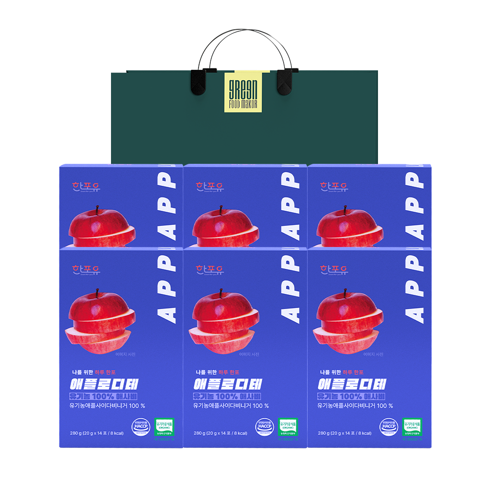 한포유 유기농100% 애사비 애플 사이다 비니거 사과식초 자연발효 초모 280ml, 6개