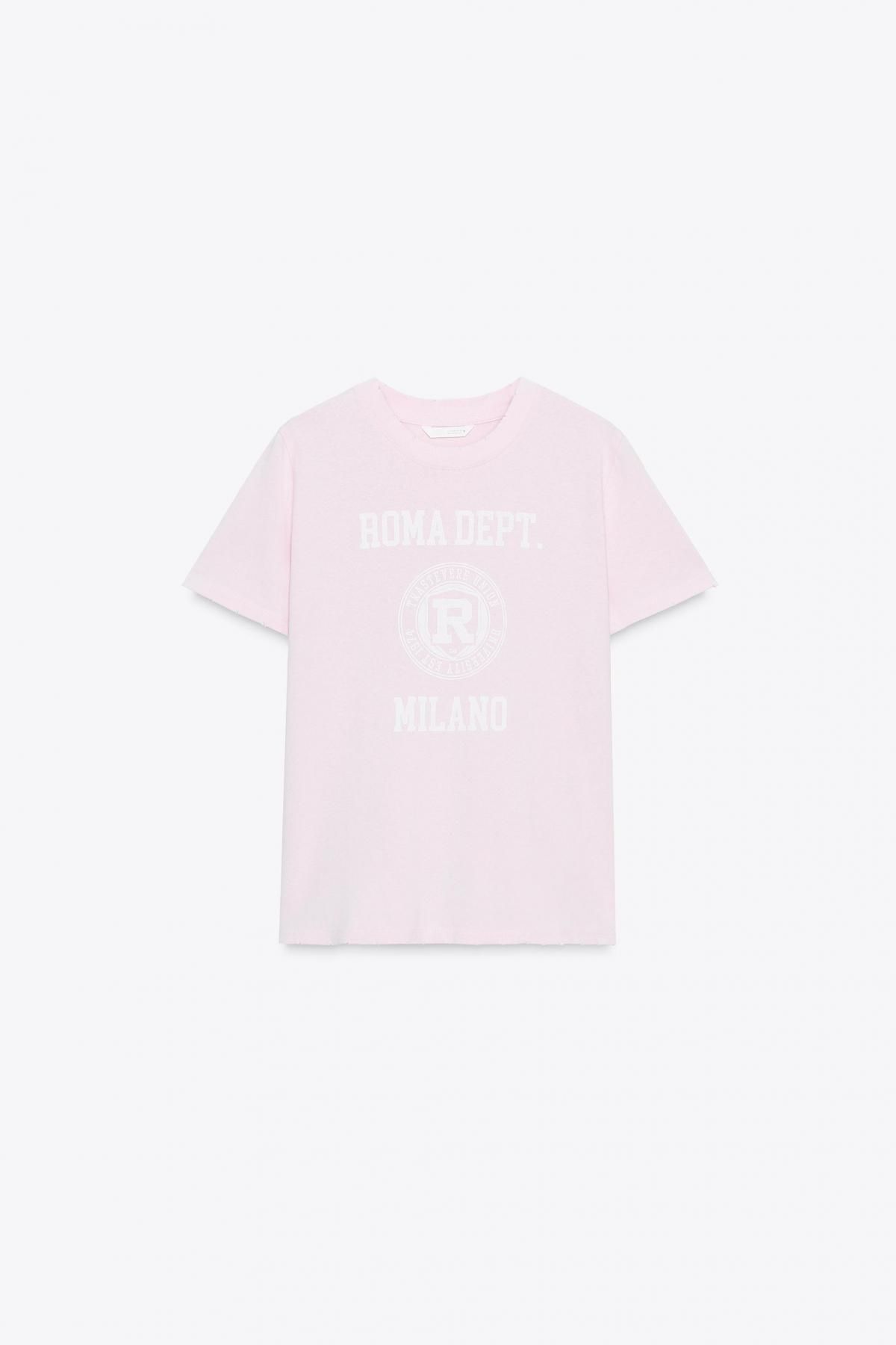 자라 프린트 라운드넥 코튼 반팔 티셔츠 5643/805 PASTEL PINK - 메인 이미지