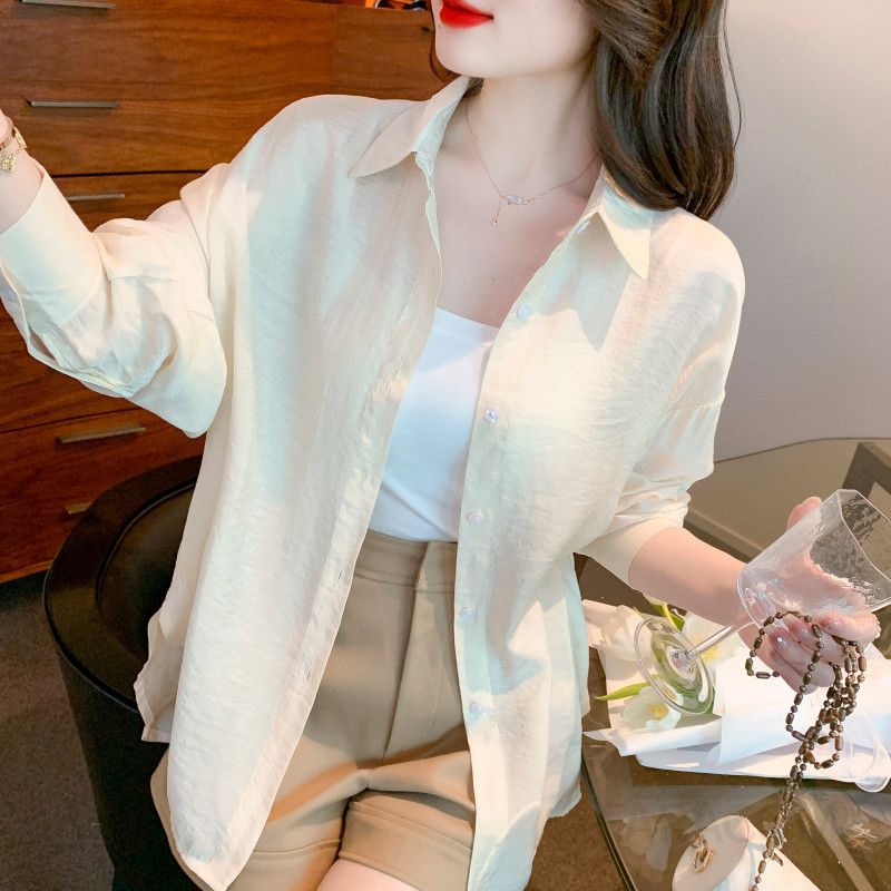여성 오버핏 긴팔 셔츠 가을용 캐주얼 아우터 얇은 에어컨 가디건 스타일 데일리 코튼 소재 시원한 착용감 - 상세 이미지 4