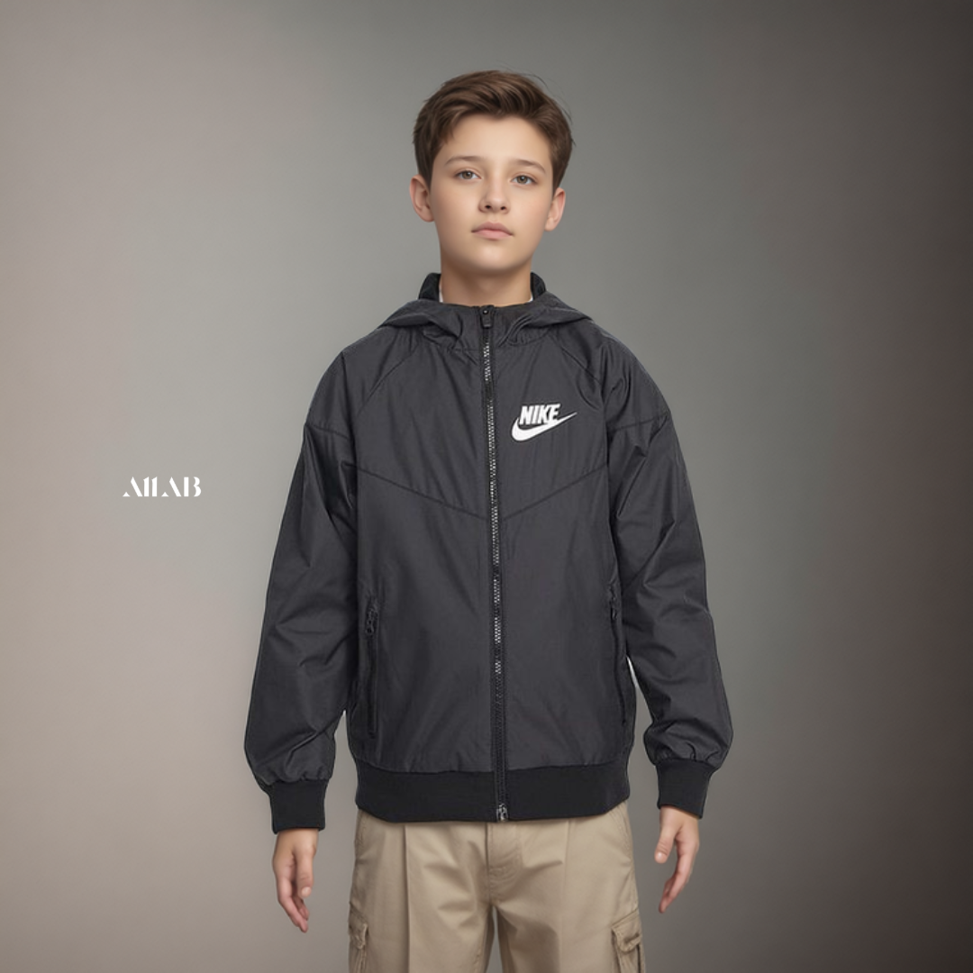 [국내매장판] 나이키 키즈 바람막이 간절기 어린이 아동 초등학생 후드 후디 재킷 윈드러너(블랙), S