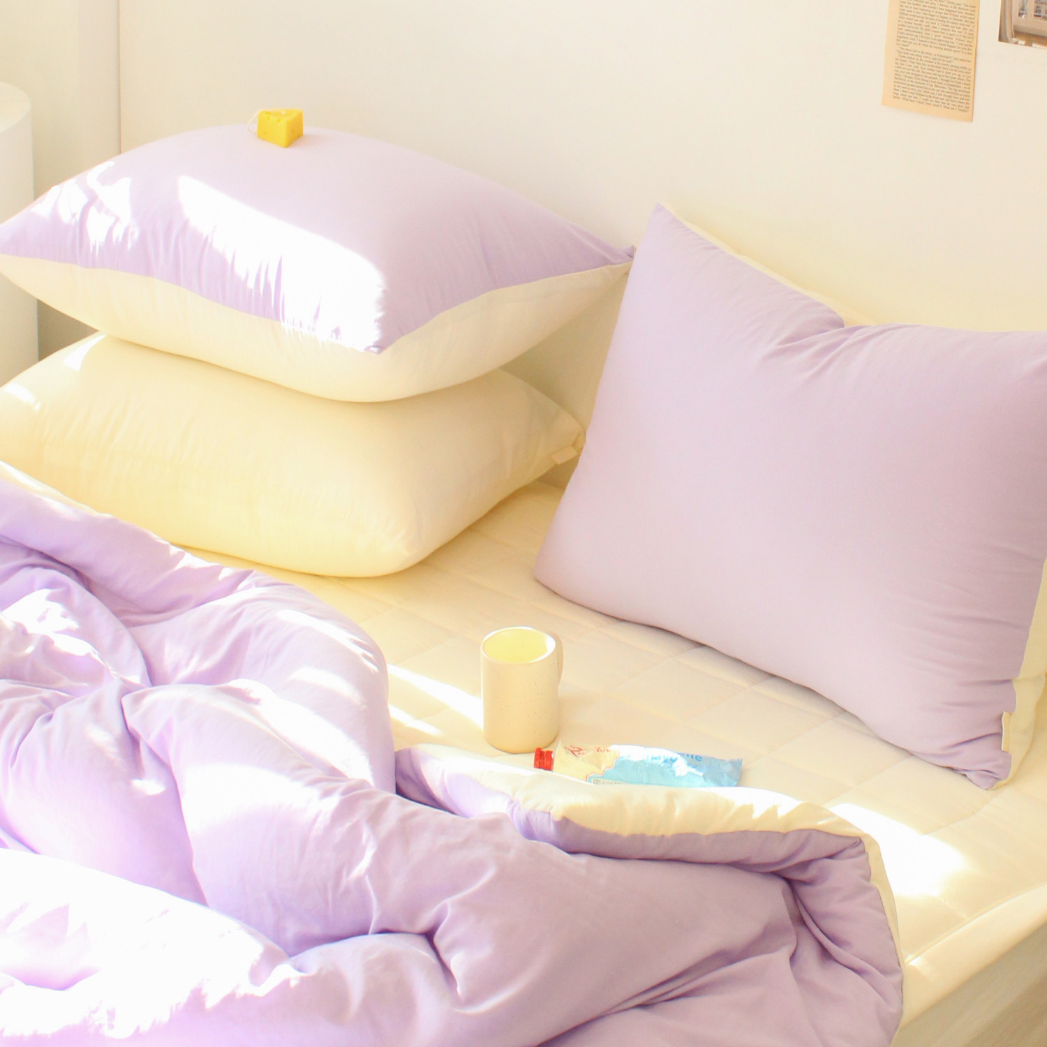 부드러운 디어마이 리버서블 워싱 옥수수솜 무봉제 차렵이불 세트 라벤더 가든, DK패드세트(이불+베개커버+침대패드)