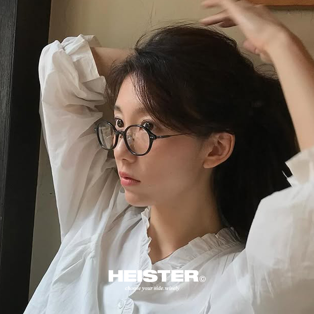 하이스터 델비 Delvey BSV 블랙 뿔테 티타늄 콤비 가벼운 코받침 오벌 안경테 - 상품 이미지