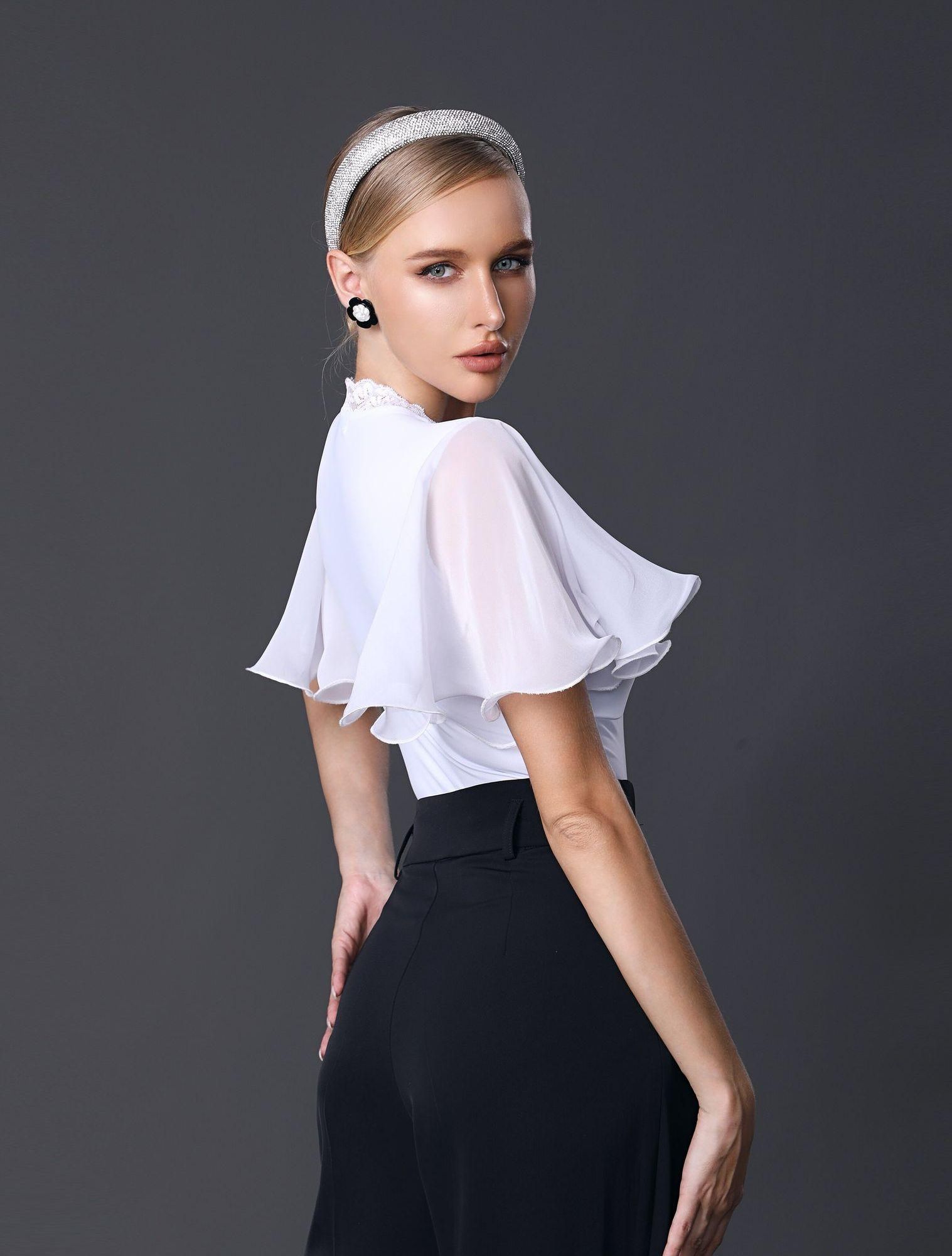 왈츠댄스복 여성 반팔 라인 사교 티셔츠 모던댄스 방송 클래식블랙 S - 상세 이미지 3