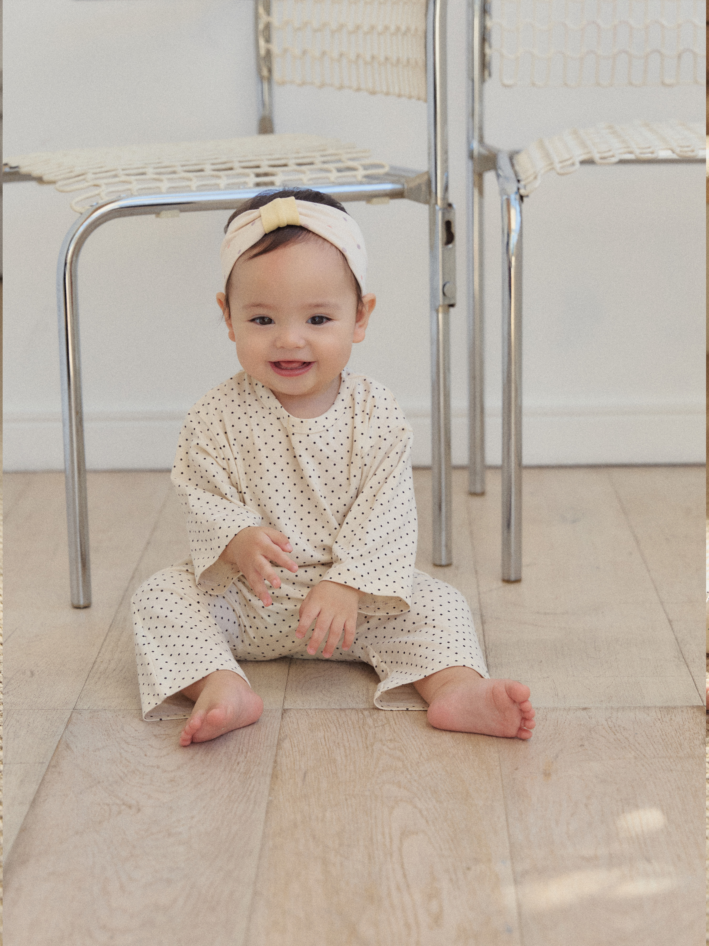 로라밤 라운드도트 베이비실내복 아기 내복 50일 100일 돌 촬영 봄 가을 겨울