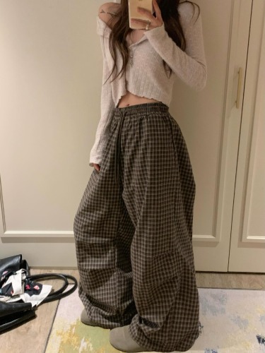 체크주름바지 - 상품 이미지