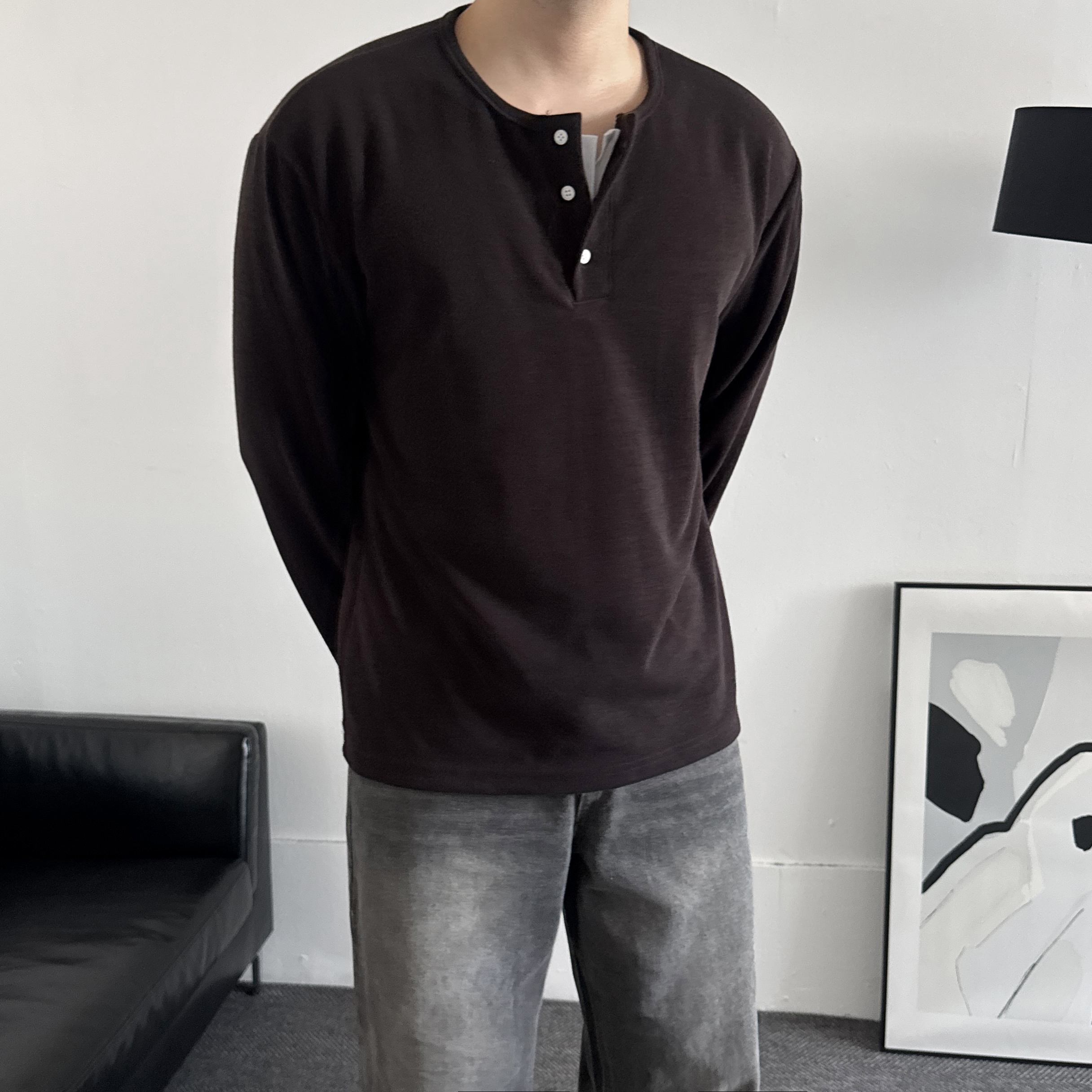 헨리넥 레이어드 롱슬리브 긴팔티 - 상세 이미지 2