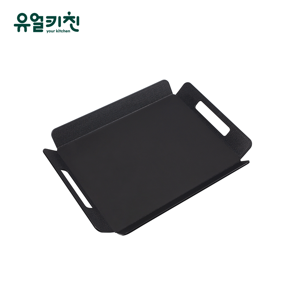 손잡이 스낵 쟁반 베이커리 트레이 대형, 블랙(논슬립 x), 1개