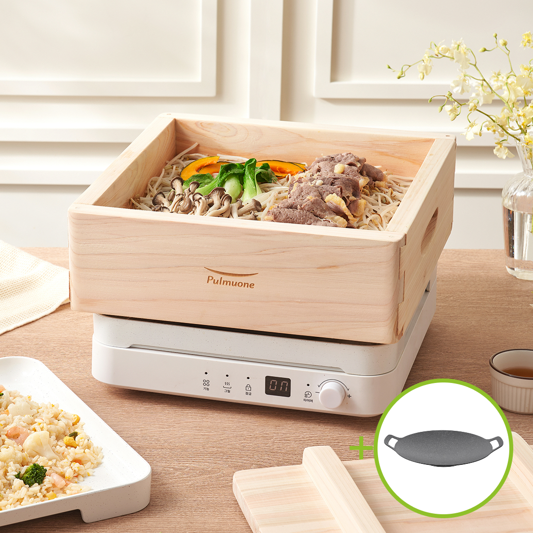 [특선물/그리들 증정]풀무원 트리플 인덕션 쿠커 1구인덕션 그릴플레이트 + 편백찜기 구성 RD1DWW1